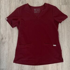 FIGS Women’s V-Neck Scrub Top in Burgundy